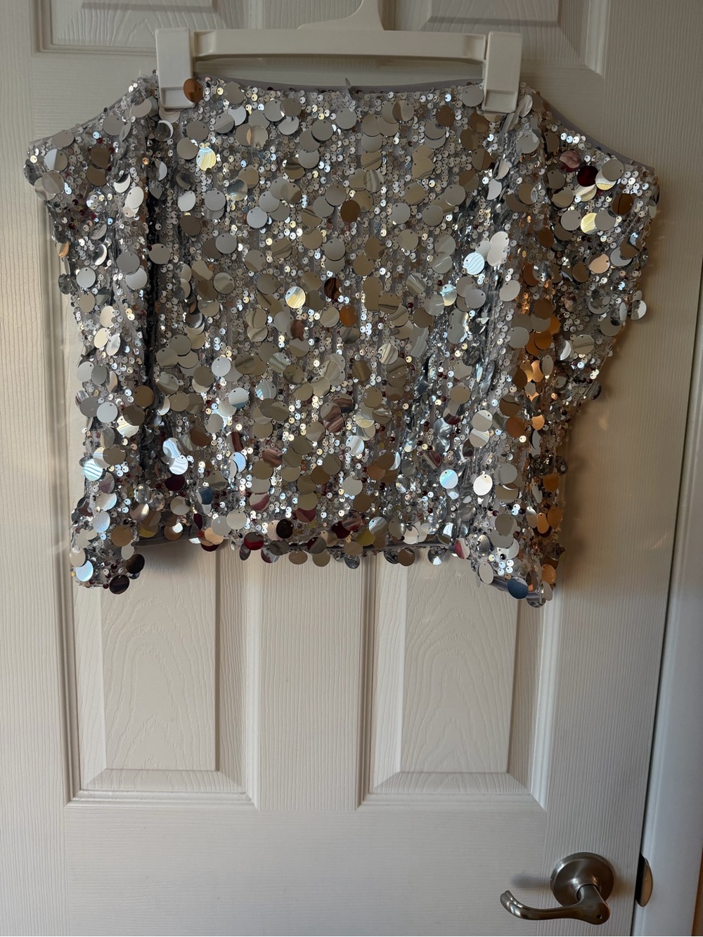 Cider Silver Sequin Mini Skirt